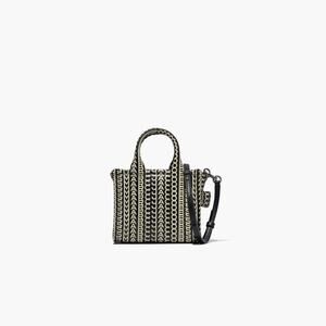 USED Marc Jacobs WOMEN The Monogram Leather Crossbody Tote Bag Black/White OS